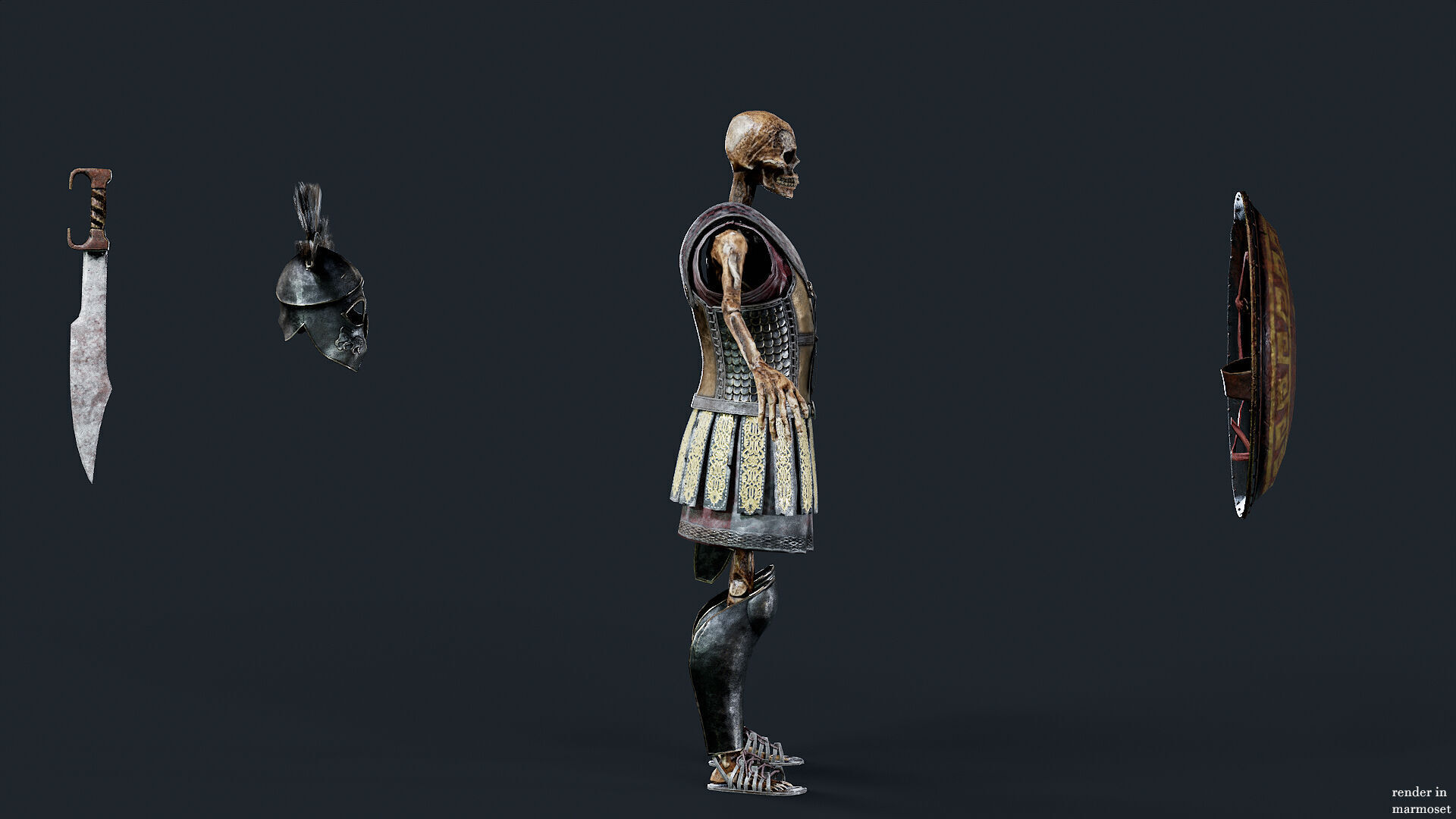 SKELETON SPARTAN COMANDER  Low-poly 3D model_8