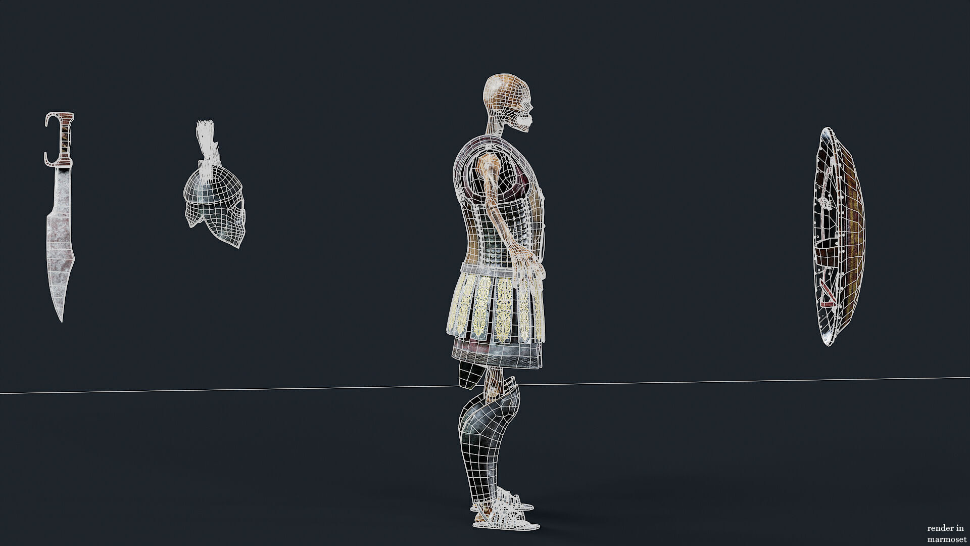 SKELETON SPARTAN COMANDER  Low-poly 3D model_13