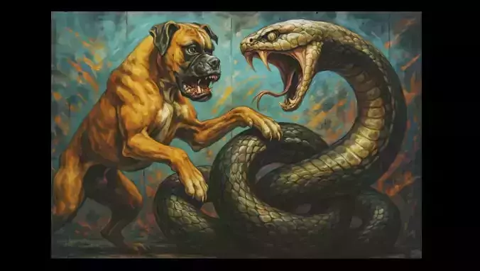 16K Base Color Texture Dog and Serpent Mural Ultra HD