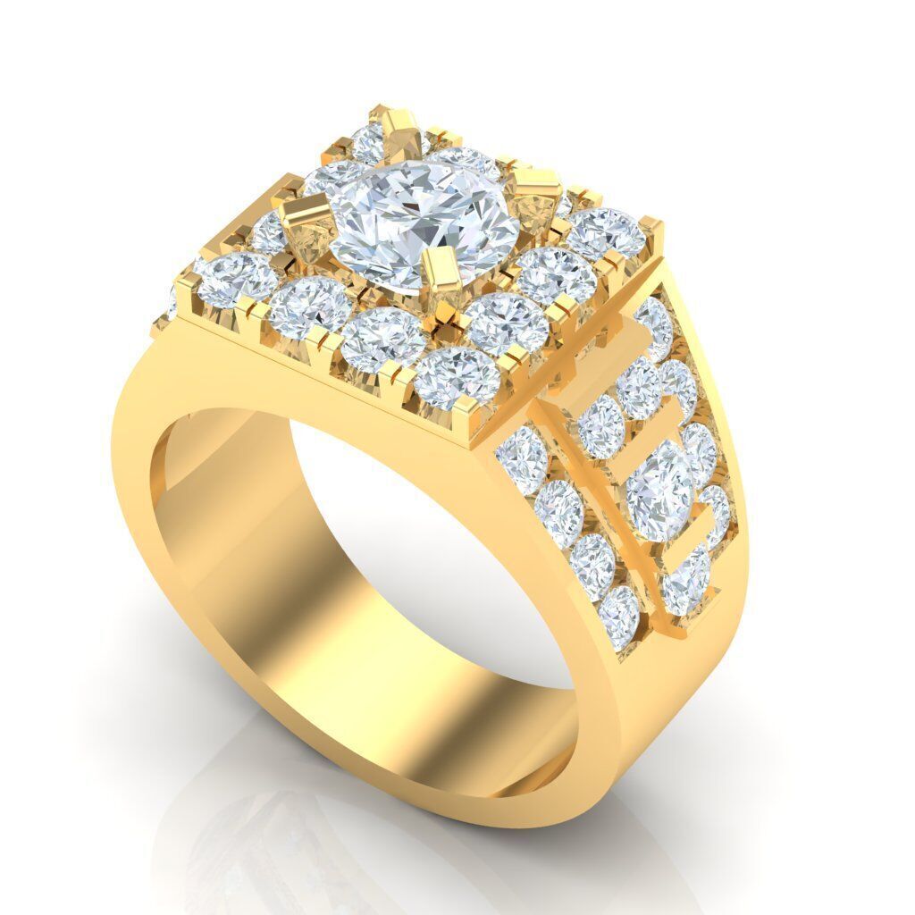 Popular Man Rings Diamond 1MR032 3D model_5