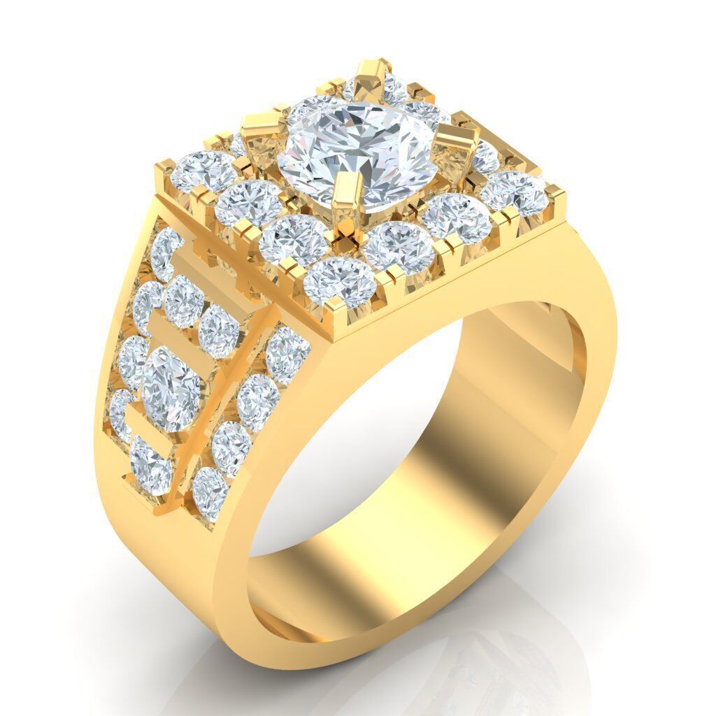 Popular Man Rings Diamond 1MR032 3D model_3