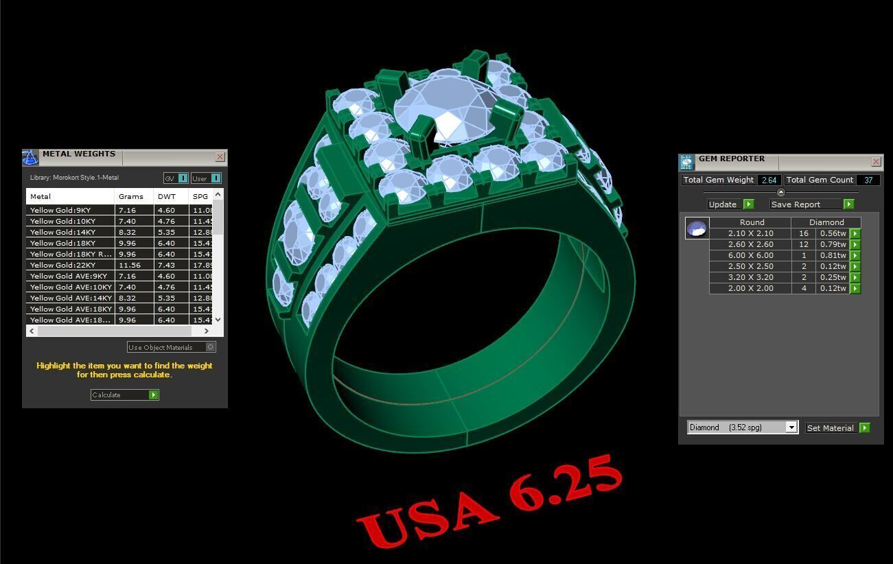 Popular Man Rings Diamond 1MR032 3D model_1