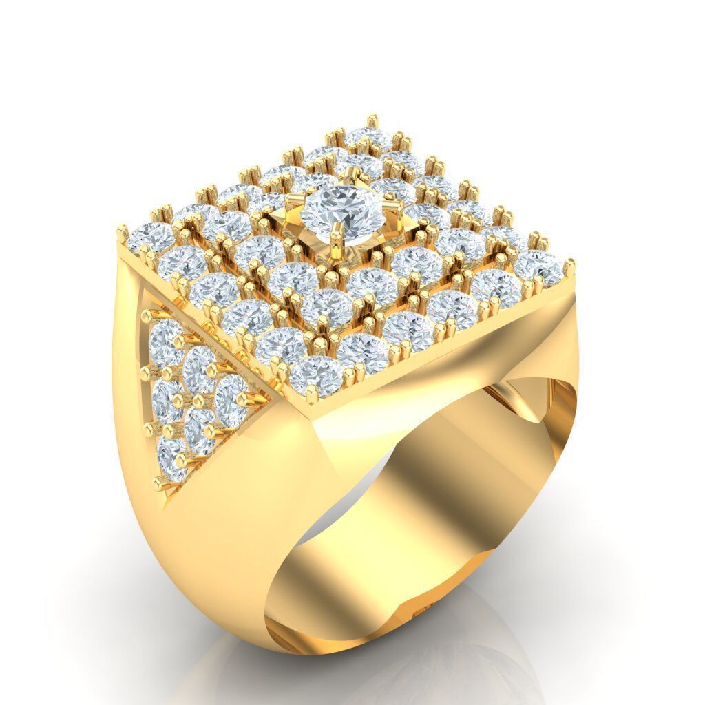 Popular Man Rings Diamond 1MR021 3D model_3