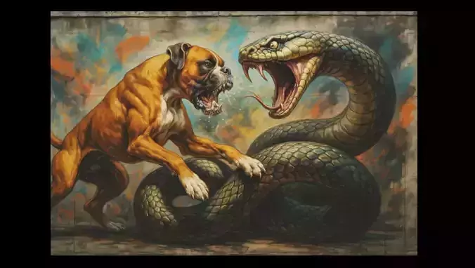 16K Base Color Texture Dog and Serpent Mural Ultra HD Texture Texture