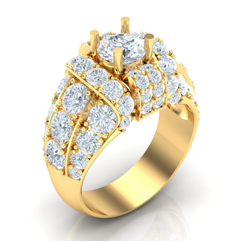 Popular Man Rings Diamond 1MR019 3D model_3