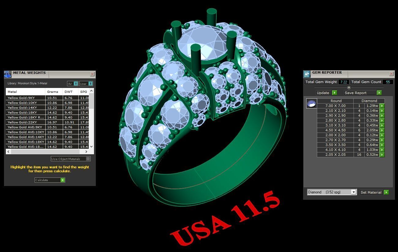 Popular Man Rings Diamond 1MR019 3D model_1