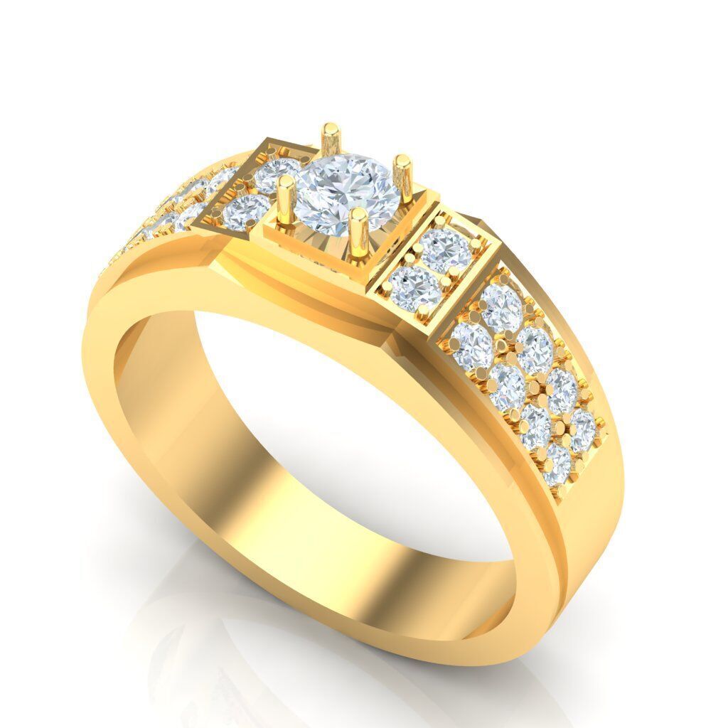 Popular Man Rings Diamond 1MR018 3D model_5
