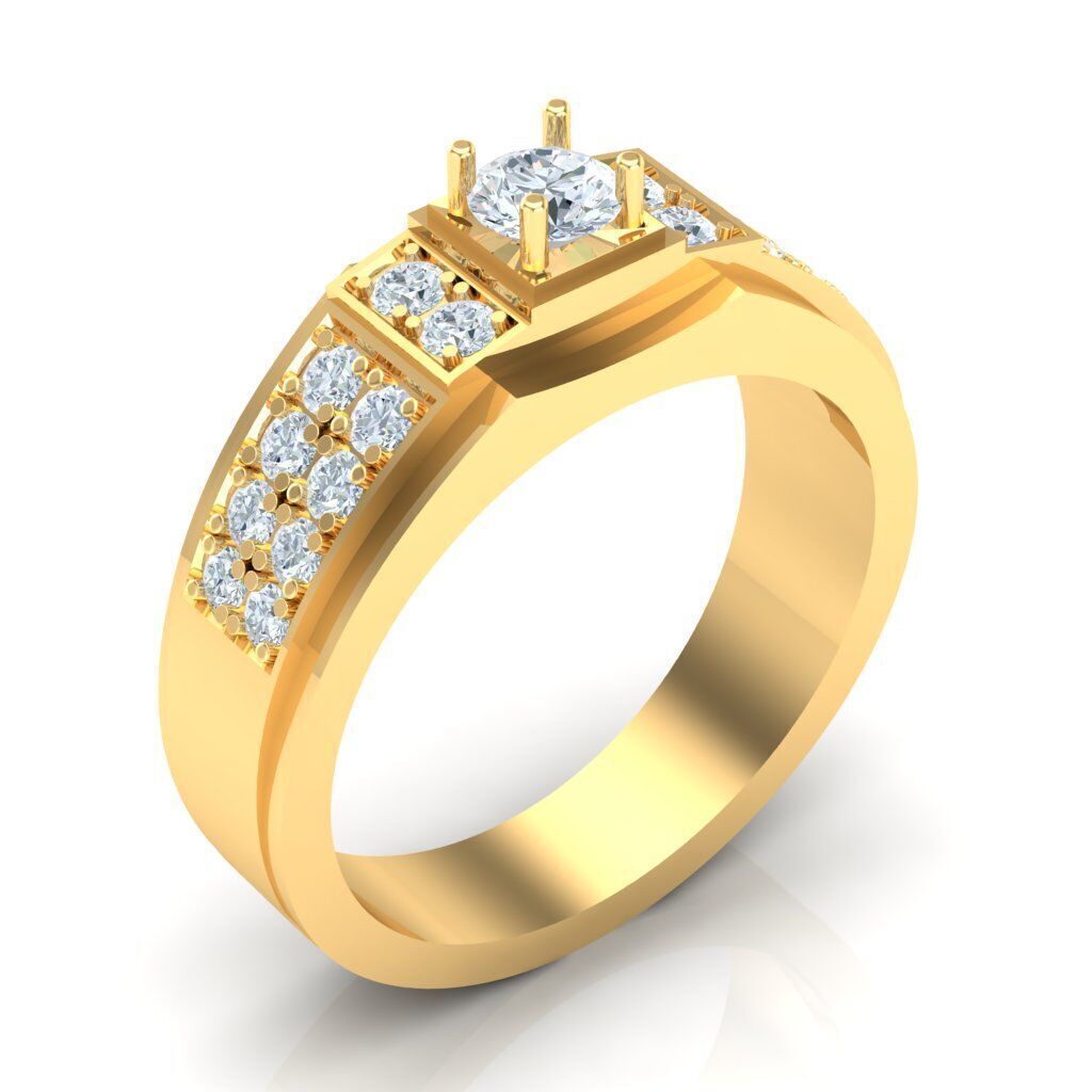 Popular Man Rings Diamond 1MR018 3D model_3