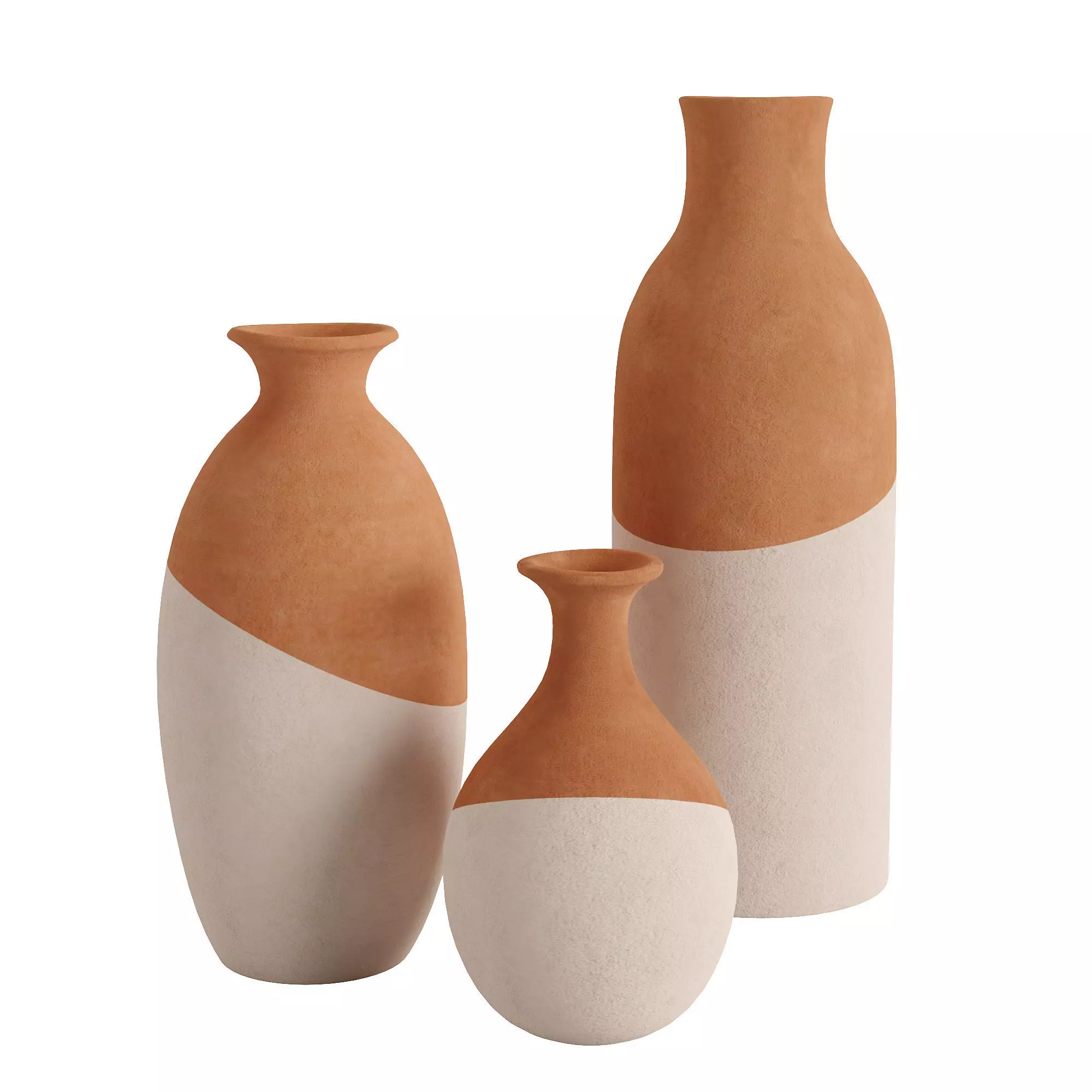 Ivory Dipped Clay Vase 3D model_0