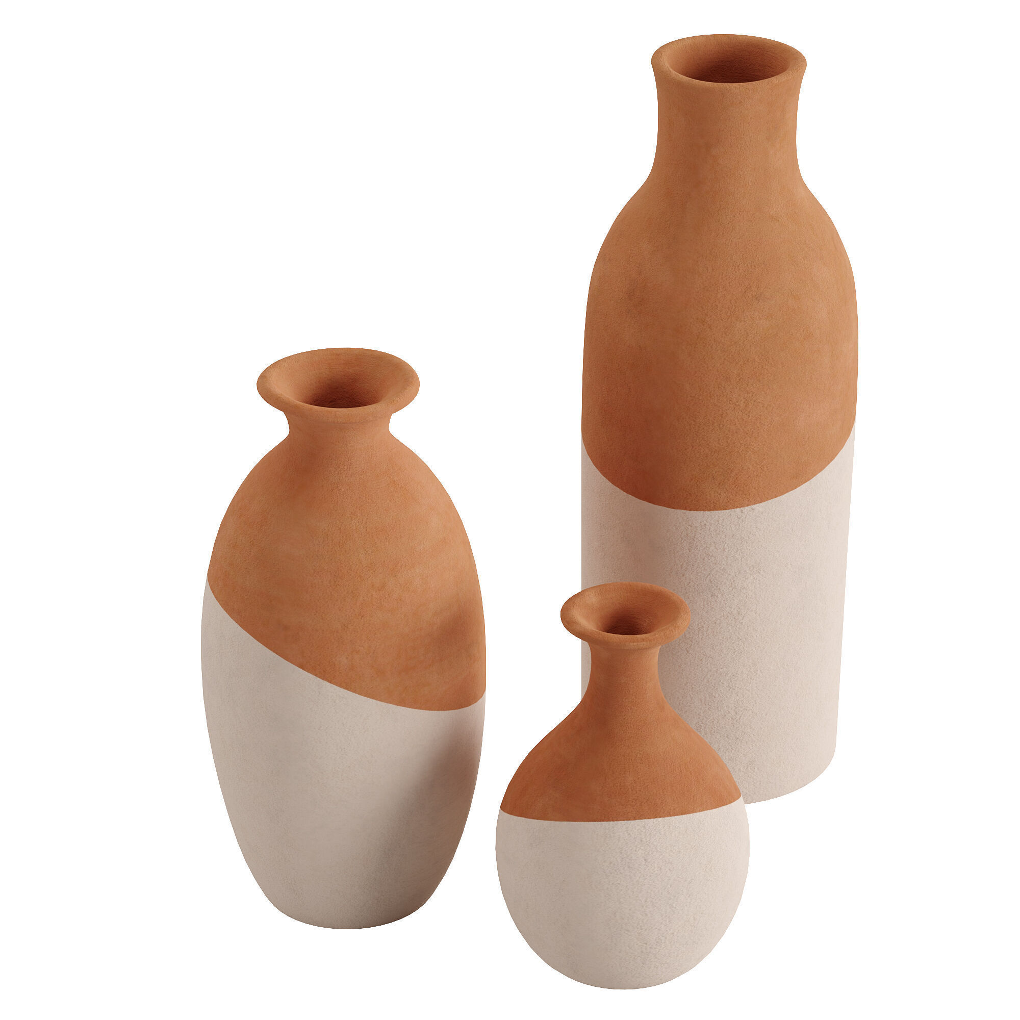 Ivory Dipped Clay Vase 3D model_1