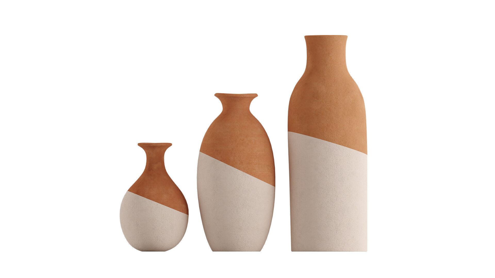 Ivory Dipped Clay Vase 3D model_4