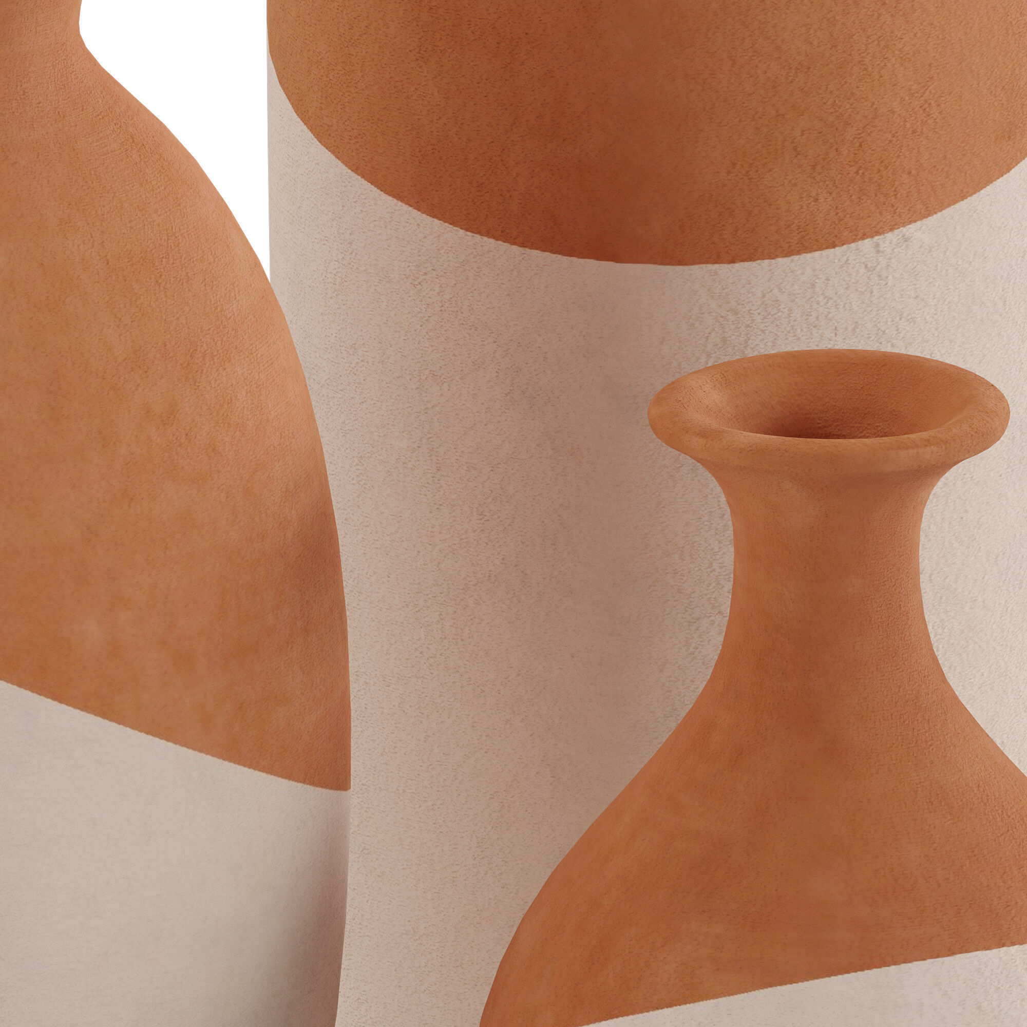 Ivory Dipped Clay Vase 3D model_2