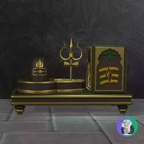 Lord Shiva Shivling With Pen Holder Stand and Puja Chowki Altar