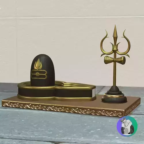 Lord Shiva Shivling On Indian Ethnic Pattern Puja Chowki Altar 