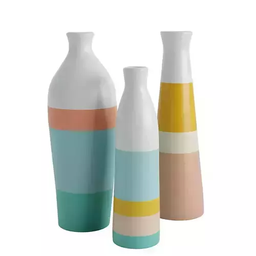 Set of 3 hand painted ceramic vases