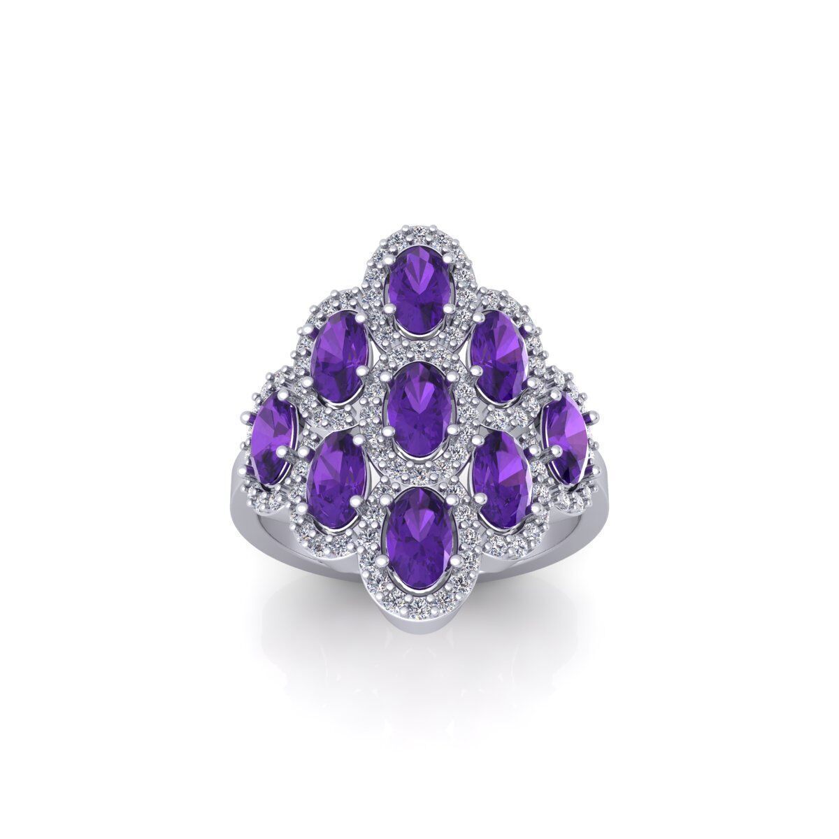 Fancy Gemstone Ring 40 3d Model and Render 3D print model_2