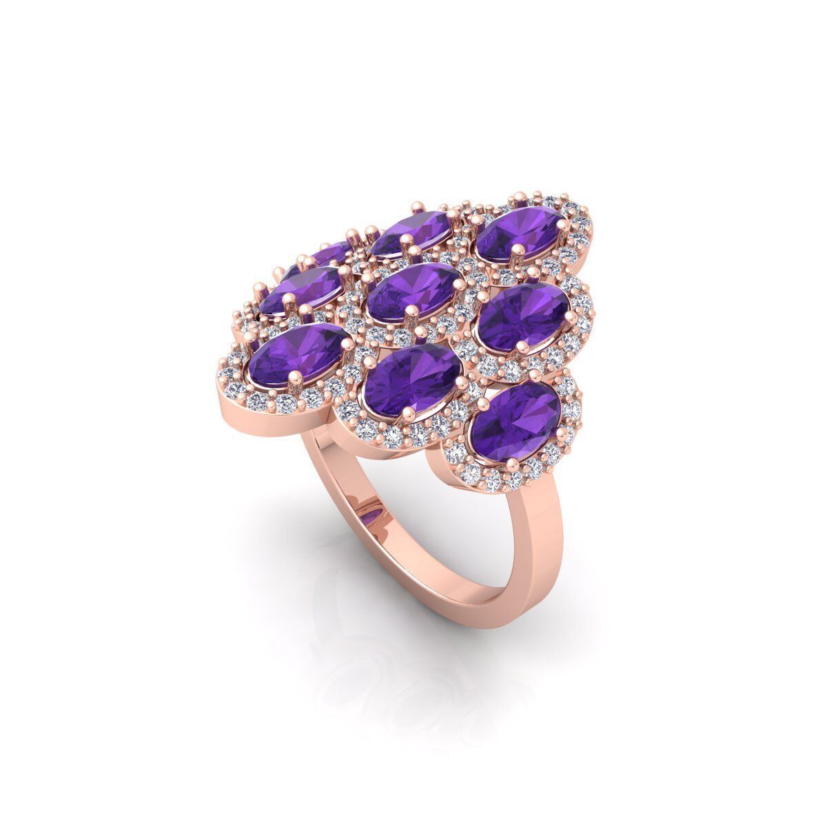 Fancy Gemstone Ring 40 3d Model and Render 3D print model_7