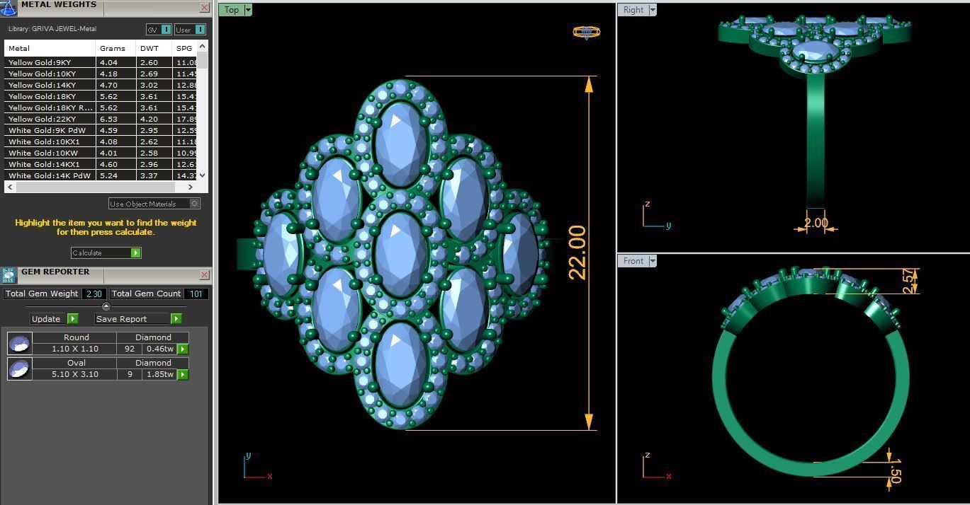 Fancy Gemstone Ring 40 3d Model and Render 3D print model_9