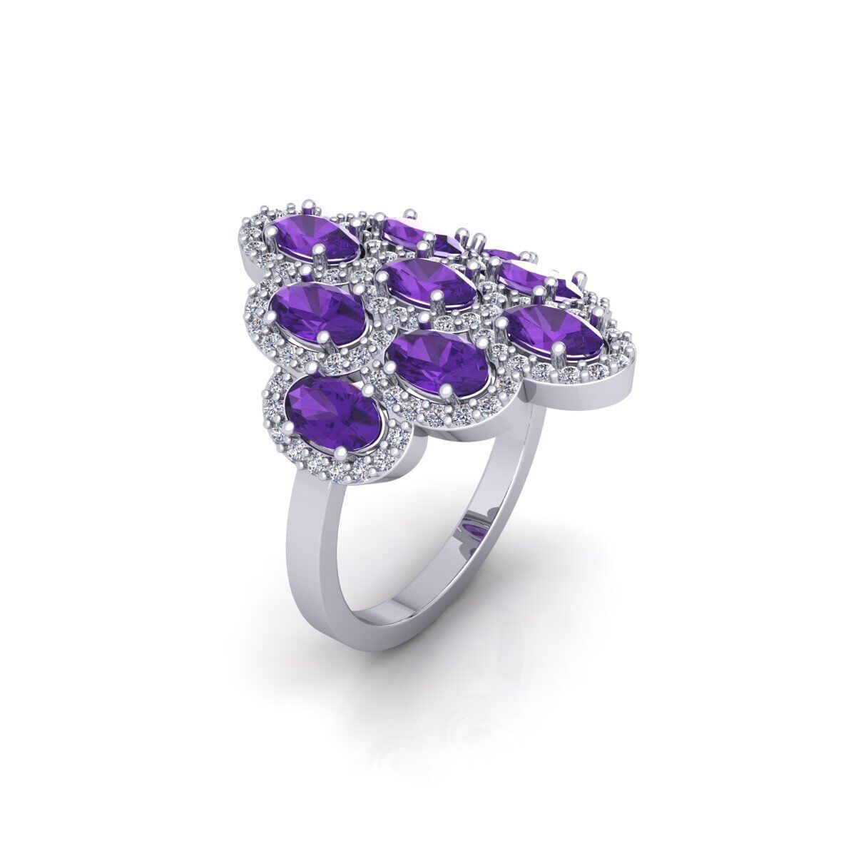 Fancy Gemstone Ring 40 3d Model and Render 3D print model_5