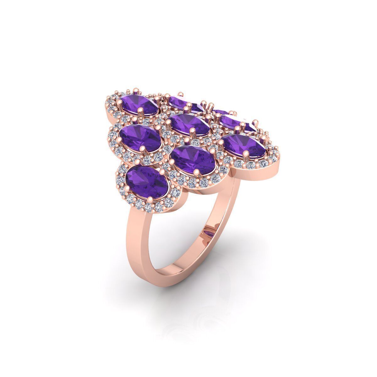 Fancy Gemstone Ring 40 3d Model and Render 3D print model_4