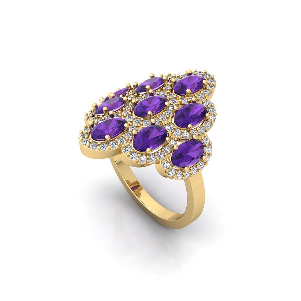 Fancy Gemstone Ring 40 3d Model and Render 3D print model_6