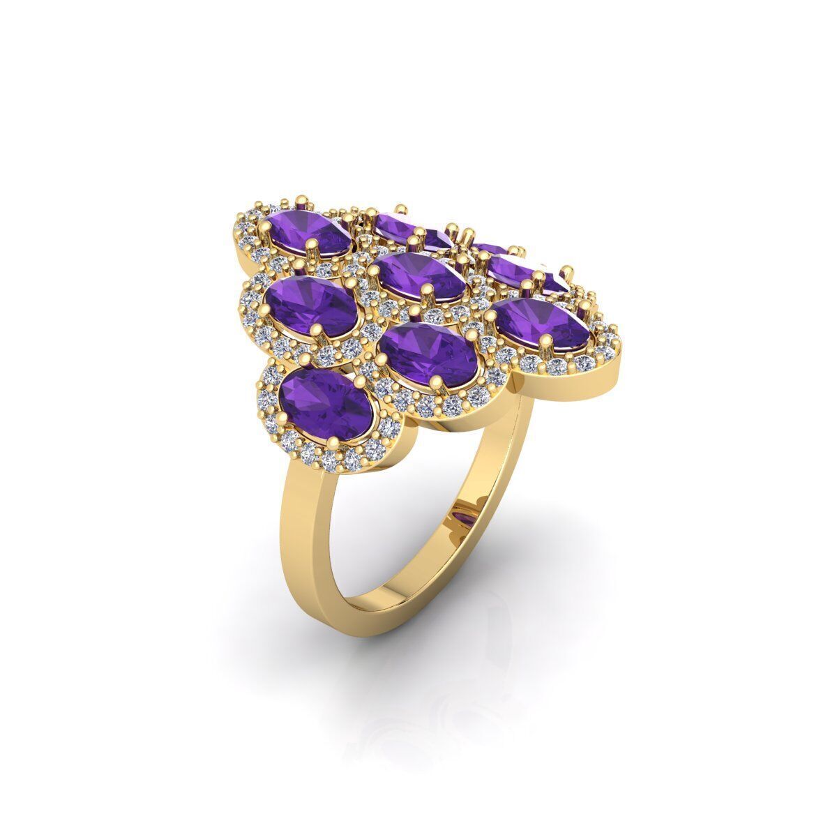 Fancy Gemstone Ring 40 3d Model and Render 3D print model_3