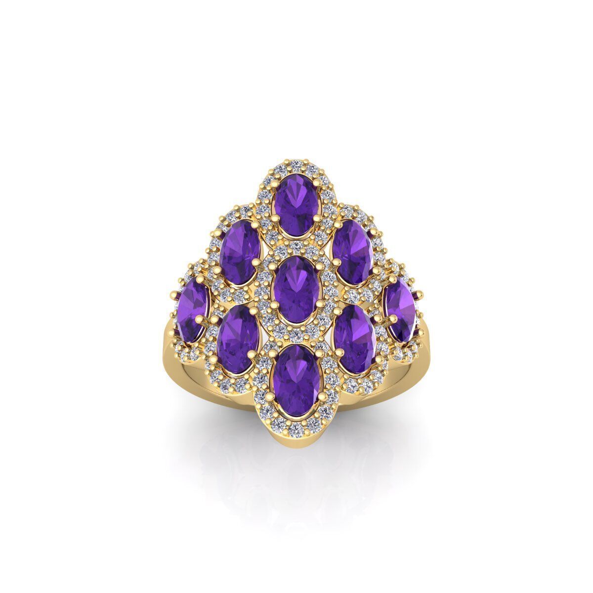 Fancy Gemstone Ring 40 3d Model and Render 3D print model_1