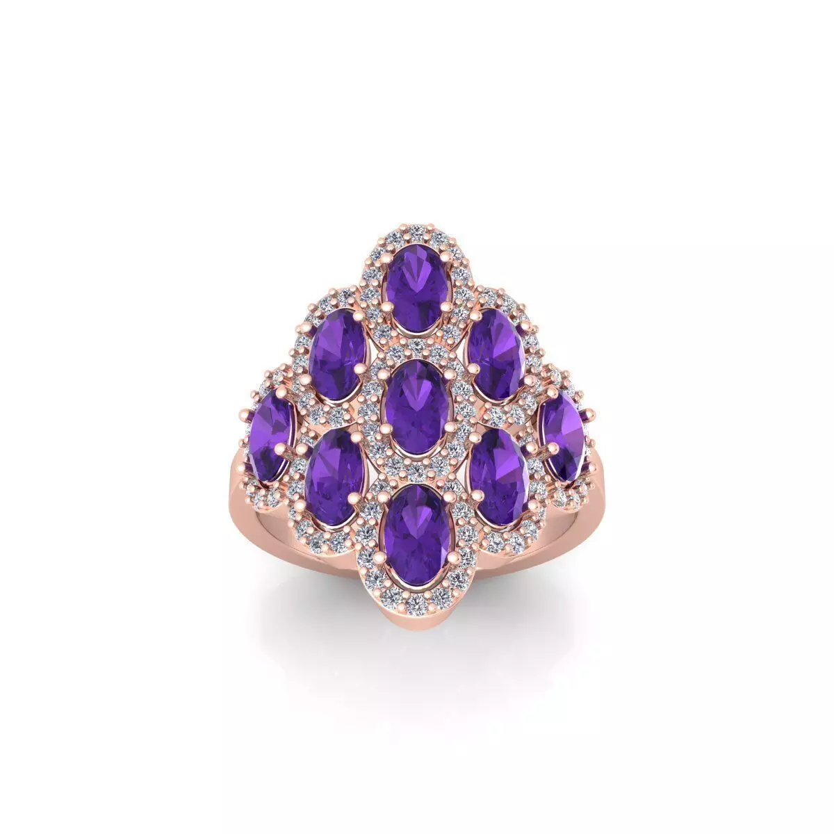 Fancy Gemstone Ring 40 3d Model and Render 3D print model_0