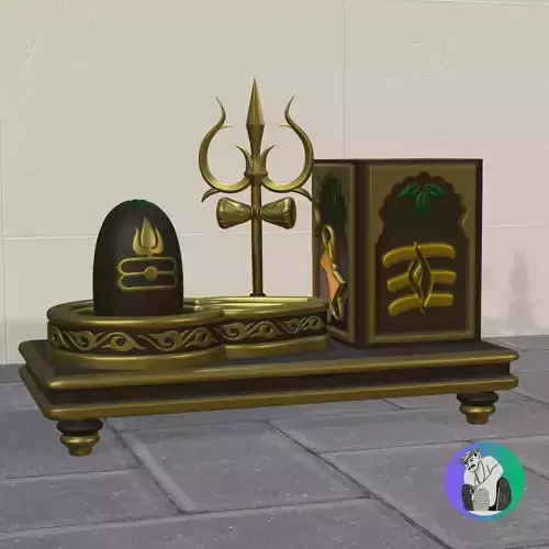 Lord Shiva Shivling Idol Intricate Pen Stand Puja Chowki Altar