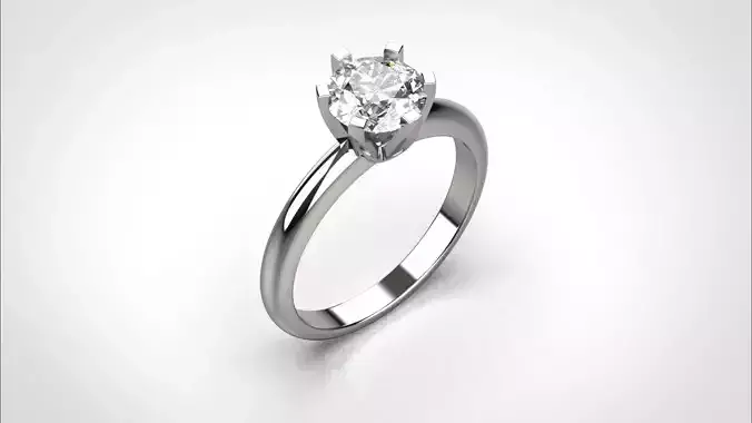 R085 Classic 1 Ct 18K Wedding elegant Ring CAD Jewelry EU50 3D 3D print model