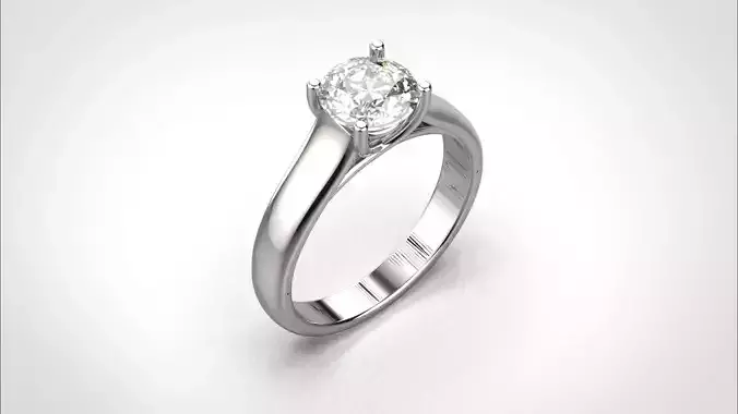 R086 Classic 1 Ct 18K Wedding elegant Ring CAD Jewelry EU50 3D 3D print model