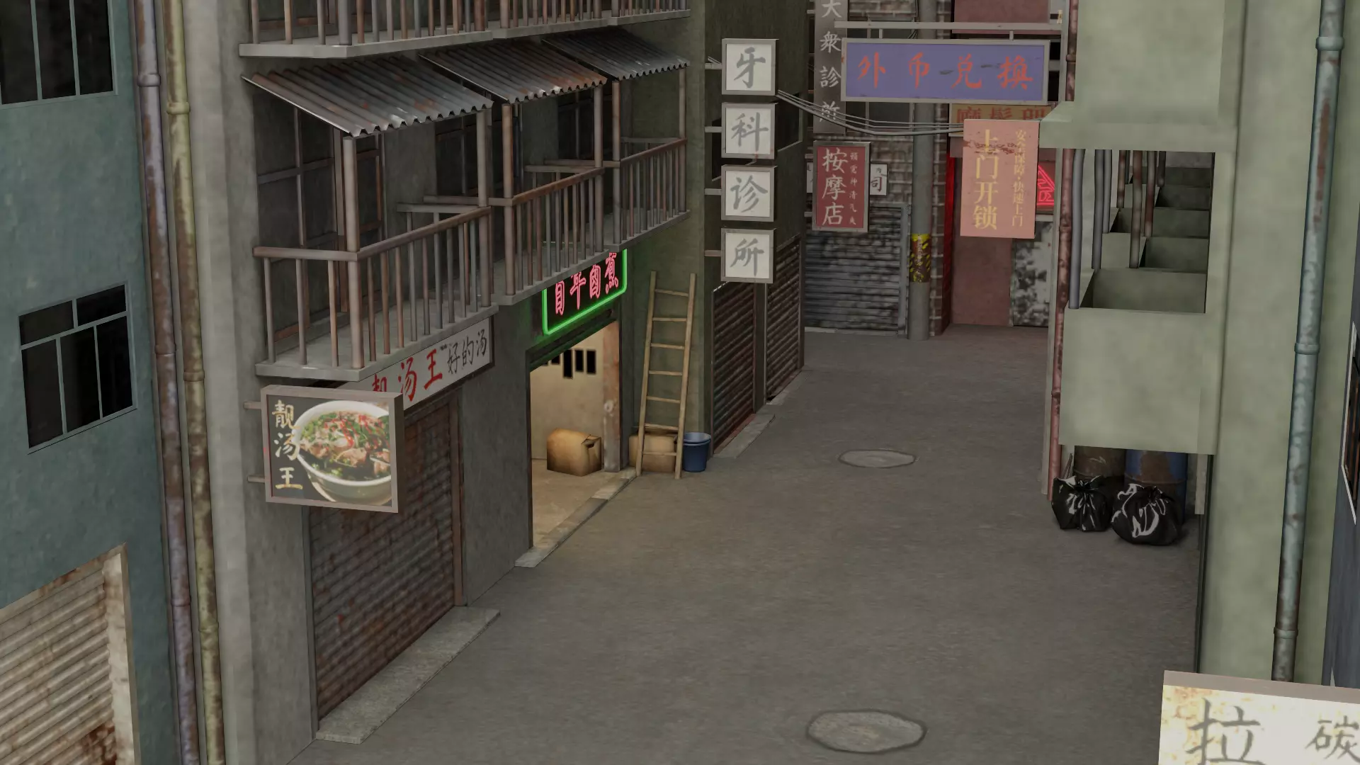 Japanease Street 3d Model Low-poly 3D model_0