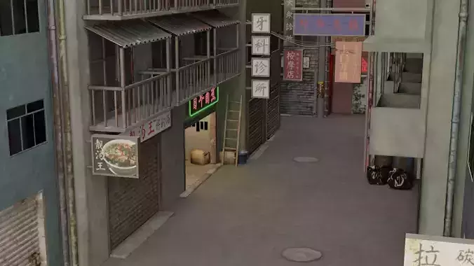 Japanease Street 3d Model