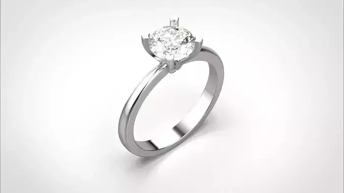 R089 Classic 1 Ct 18K Wedding elegant Ring CAD Jewelry EU50 3D 3D print model