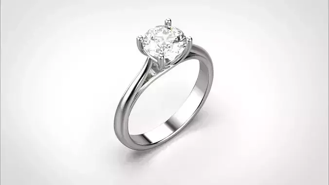 R090 Classic 1 Ct 18K Wedding elegant Ring CAD Jewelry EU50 3D 3D print model