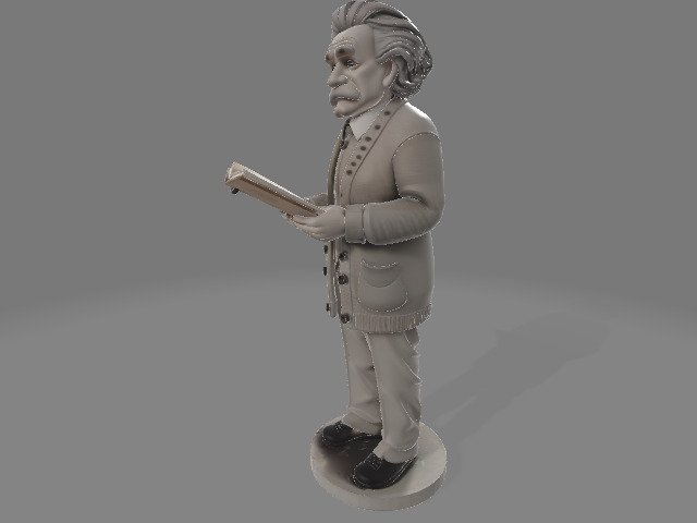 Albert Einstein Statue Reading a Book 3D model_2