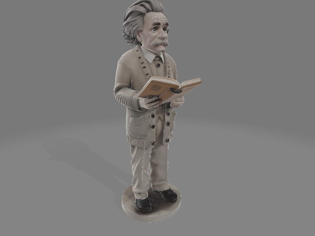 Albert Einstein Statue Reading a Book 3D model_1