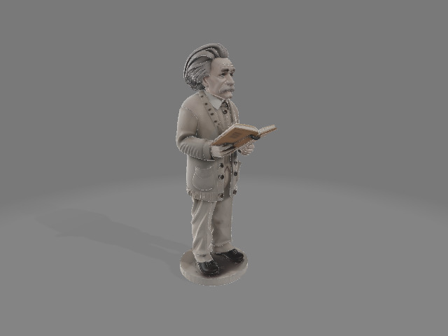 Albert Einstein Statue Reading a Book 3D model_4