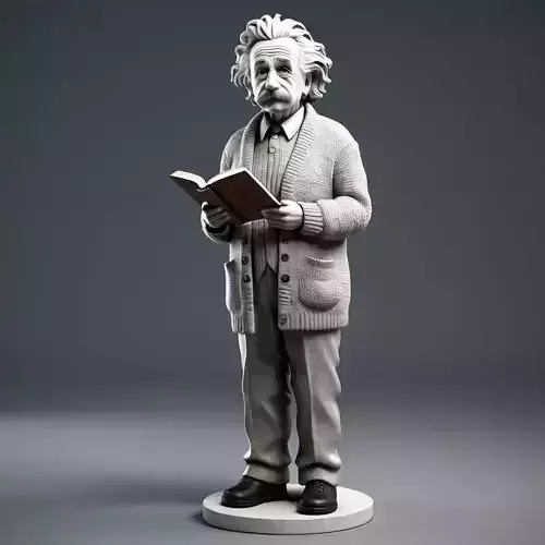 Albert Einstein Statue Reading a Book 3D model