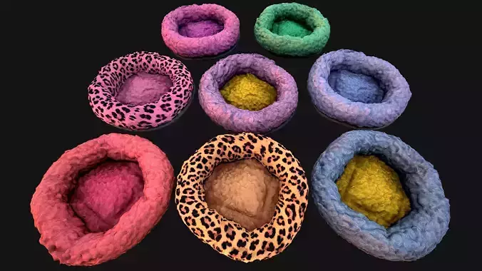 Pet Bed Pillow for Rodents Hamster Rats Zoo Furniture Low-poly 3D model