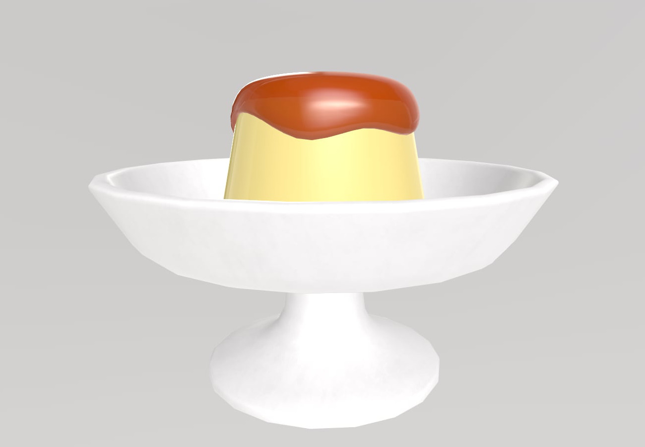 Stylized Low-Poly Pudding Dessert Low-poly 3D model_5