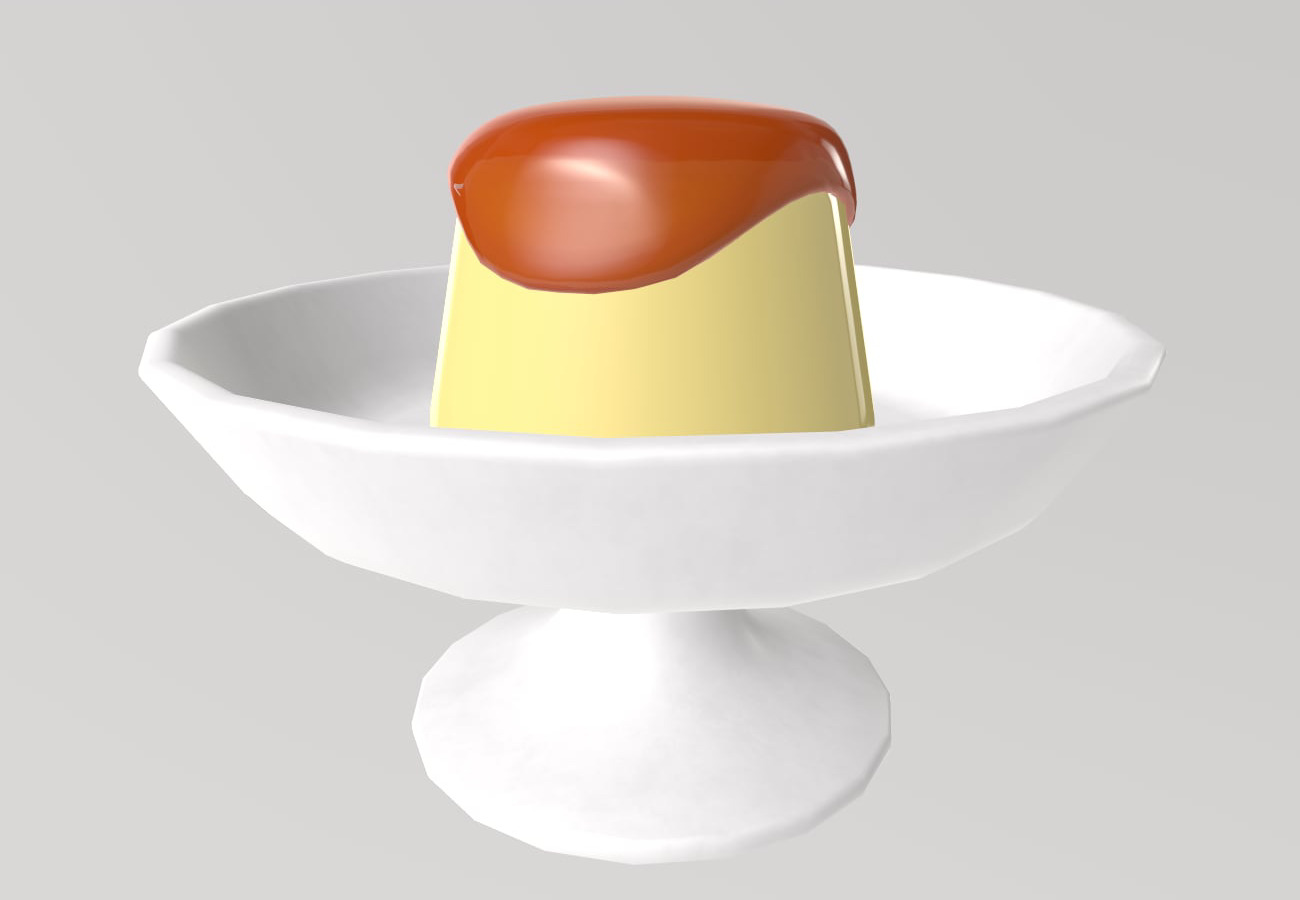 Stylized Low-Poly Pudding Dessert Low-poly 3D model_4
