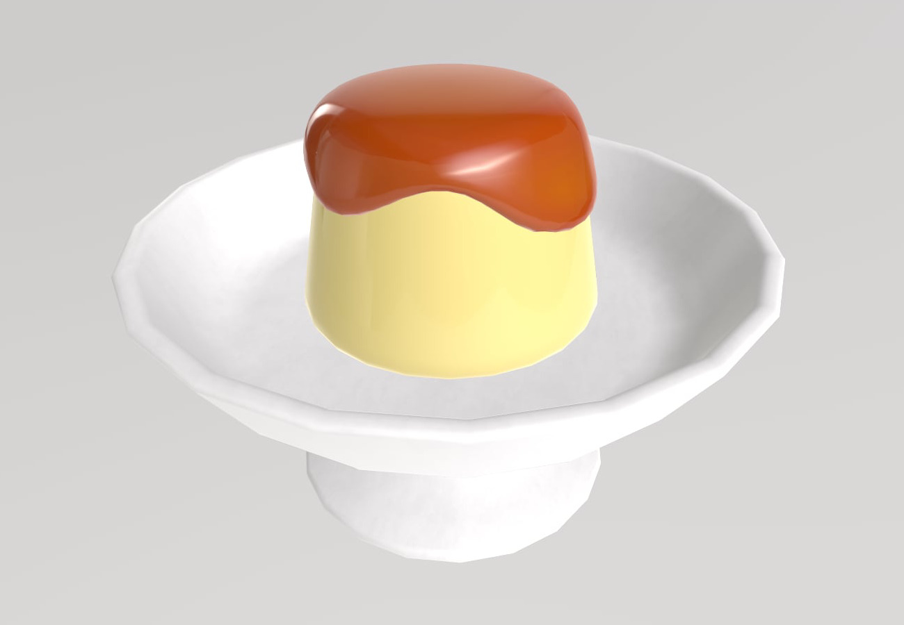 Stylized Low-Poly Pudding Dessert Low-poly 3D model_3