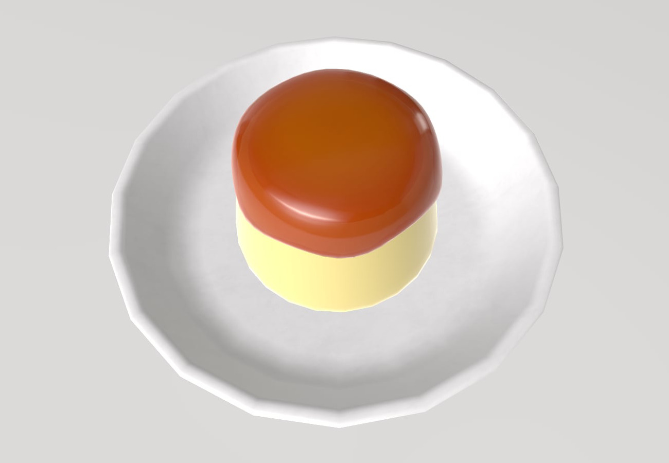 Stylized Low-Poly Pudding Dessert Low-poly 3D model_6