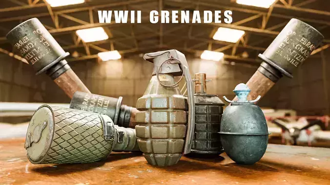 WWII Grenades Low Poly Pack