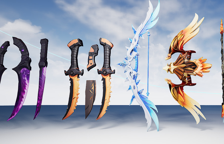 26 Stylized melee weapon assets 3D model_31