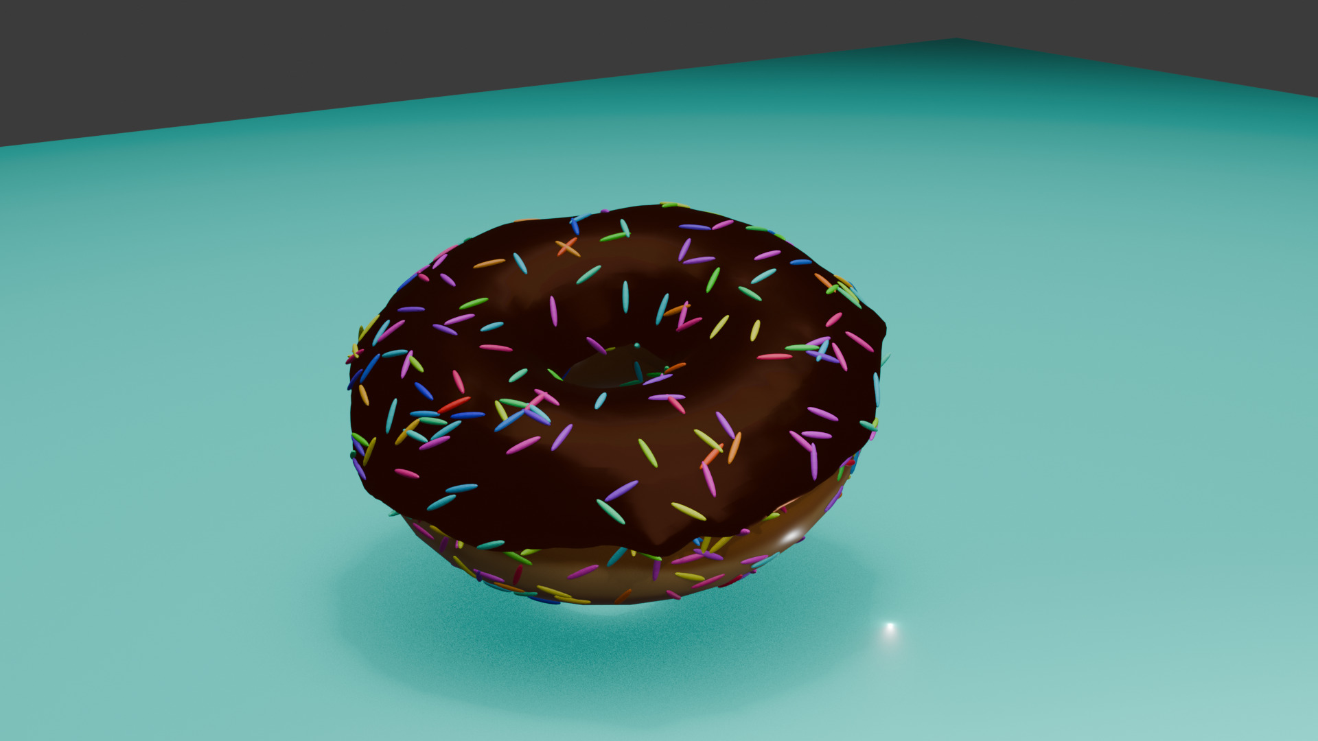 Donut With Chocolate Icing And Colorful Sprinkles 3D model_4