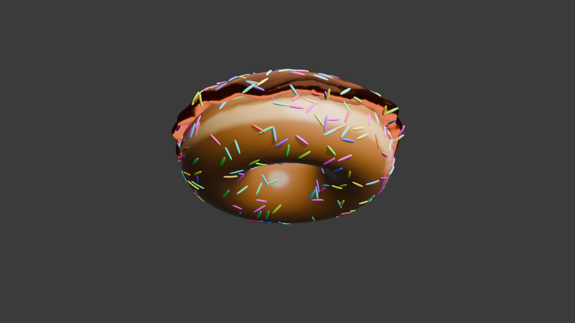 Donut With Chocolate Icing And Colorful Sprinkles 3D model_5