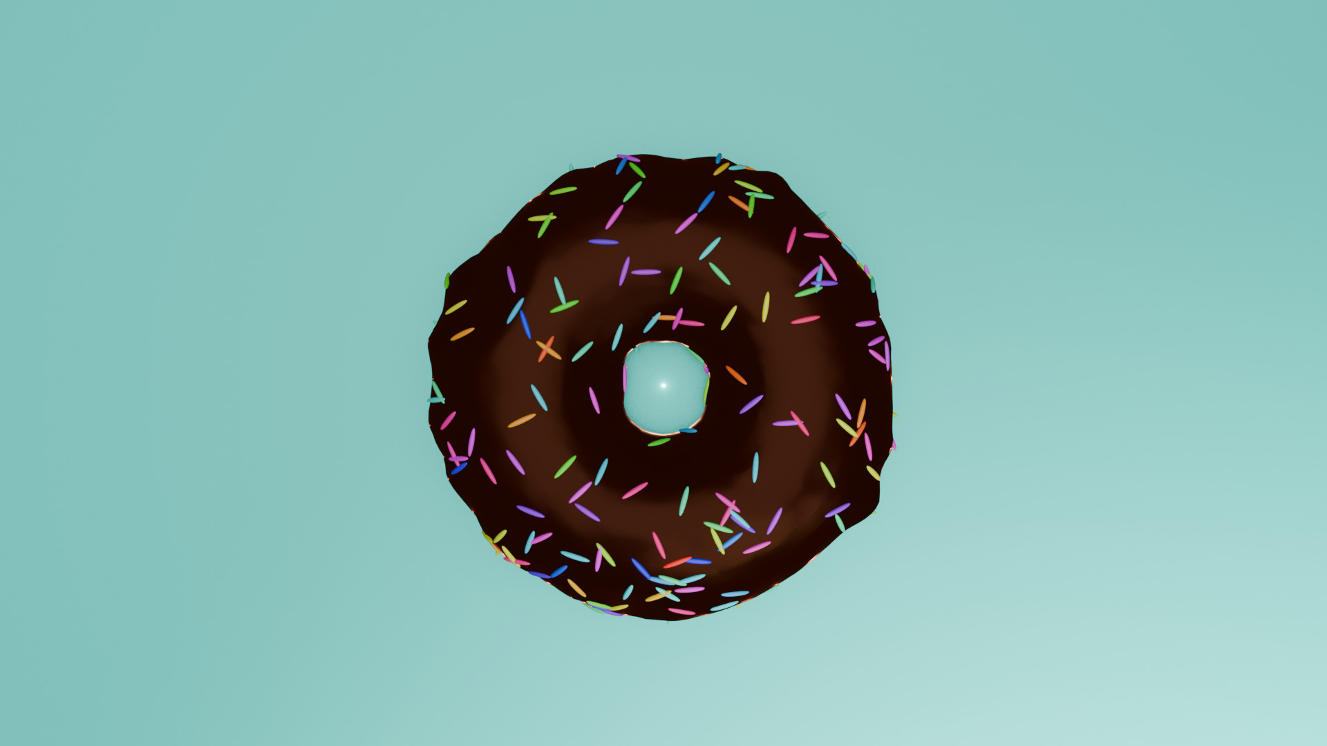Donut With Chocolate Icing And Colorful Sprinkles 3D model_6
