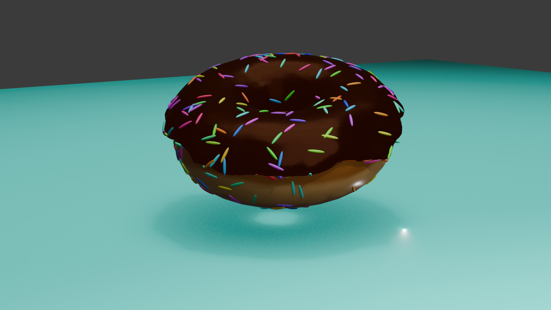 Donut With Chocolate Icing And Colorful Sprinkles 3D model_2